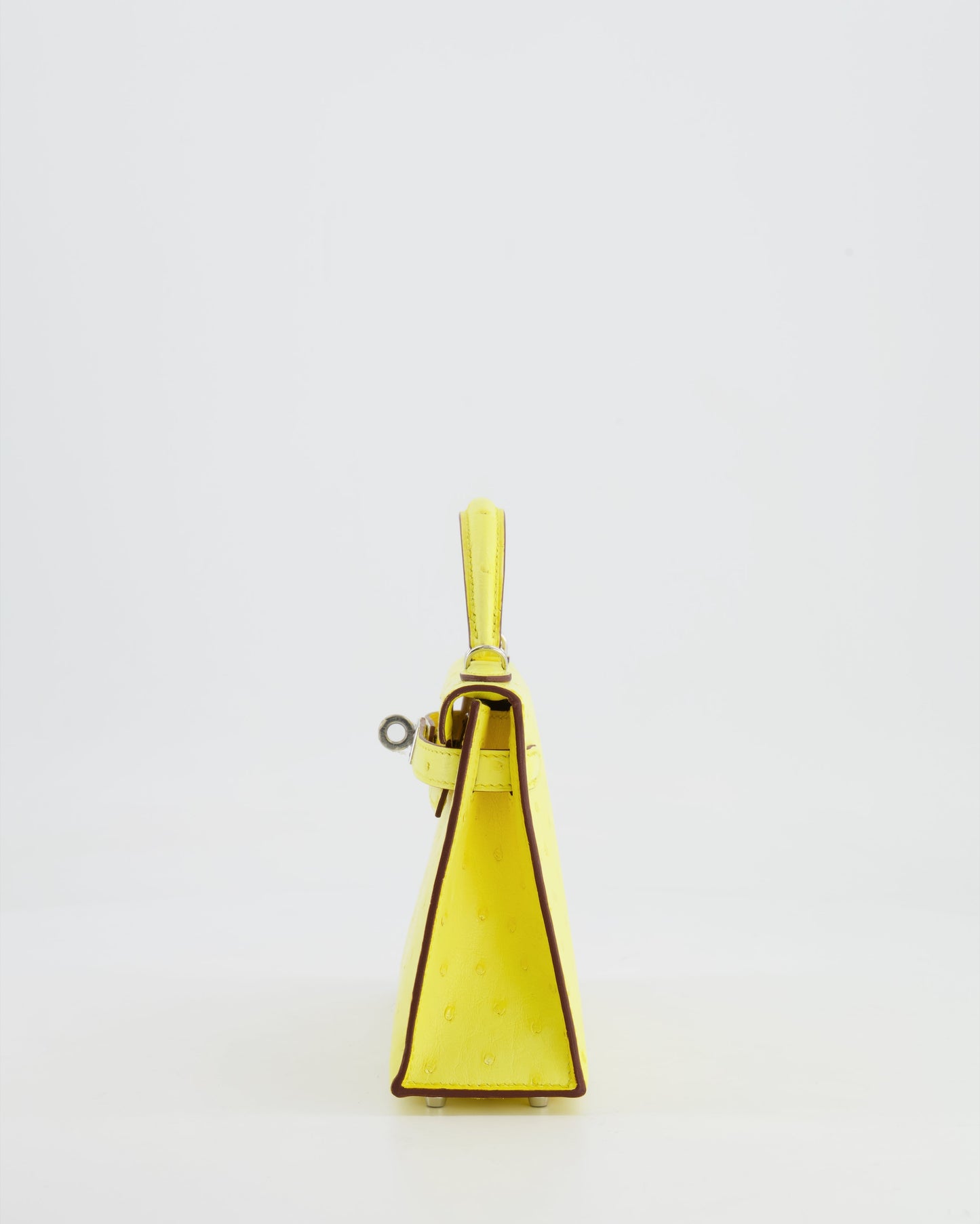 Hermès Mini Kelly II 20cm Bag in Jaune Citron Ostrich Leather with Palladium Hardware