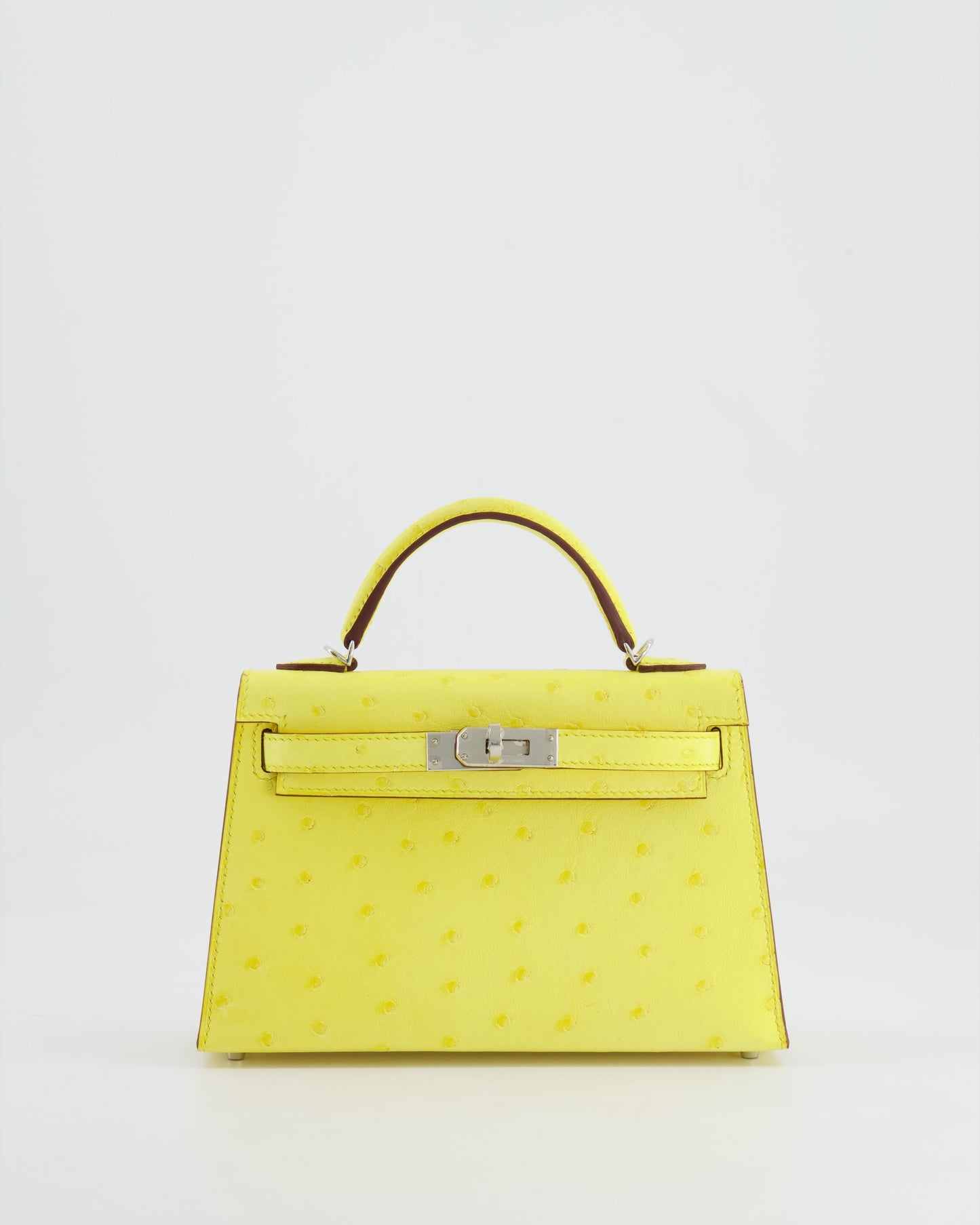 Hermès Mini Kelly II 20cm Bag in Jaune Citron Ostrich Leather with Palladium Hardware