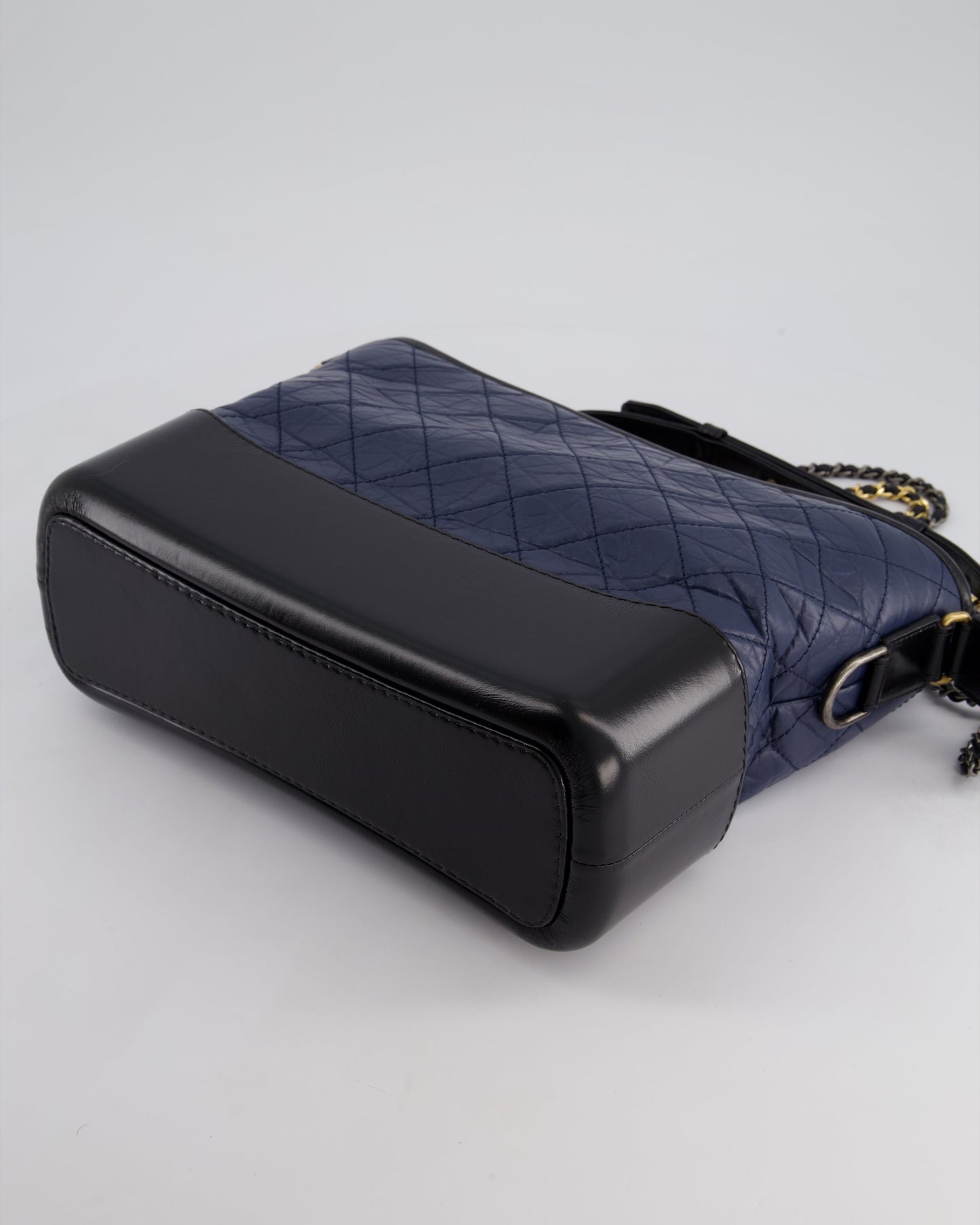 Chanel Navy & Black Medium Gabrielle Bag in Aged Calfskin Leather with Mixed Hardware