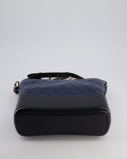 Chanel Navy & Black Medium Gabrielle Bag in Aged Calfskin Leather with Mixed Hardware