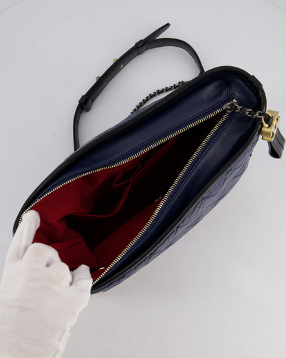 Chanel Navy & Black Medium Gabrielle Bag in Aged Calfskin Leather with Mixed Hardware