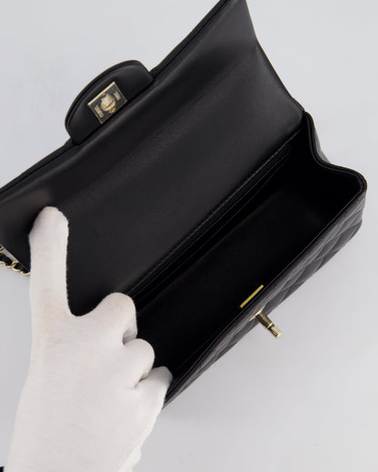 Chanel Black Mini Rectangular Top Handle Bag in Lambskin Leather with Champagne Gold Hardware