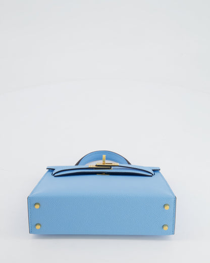 *HOT* Hermès Mini Kelly II 20cm Bag Bleu Celeste Epsom Leather with Gold Hardware