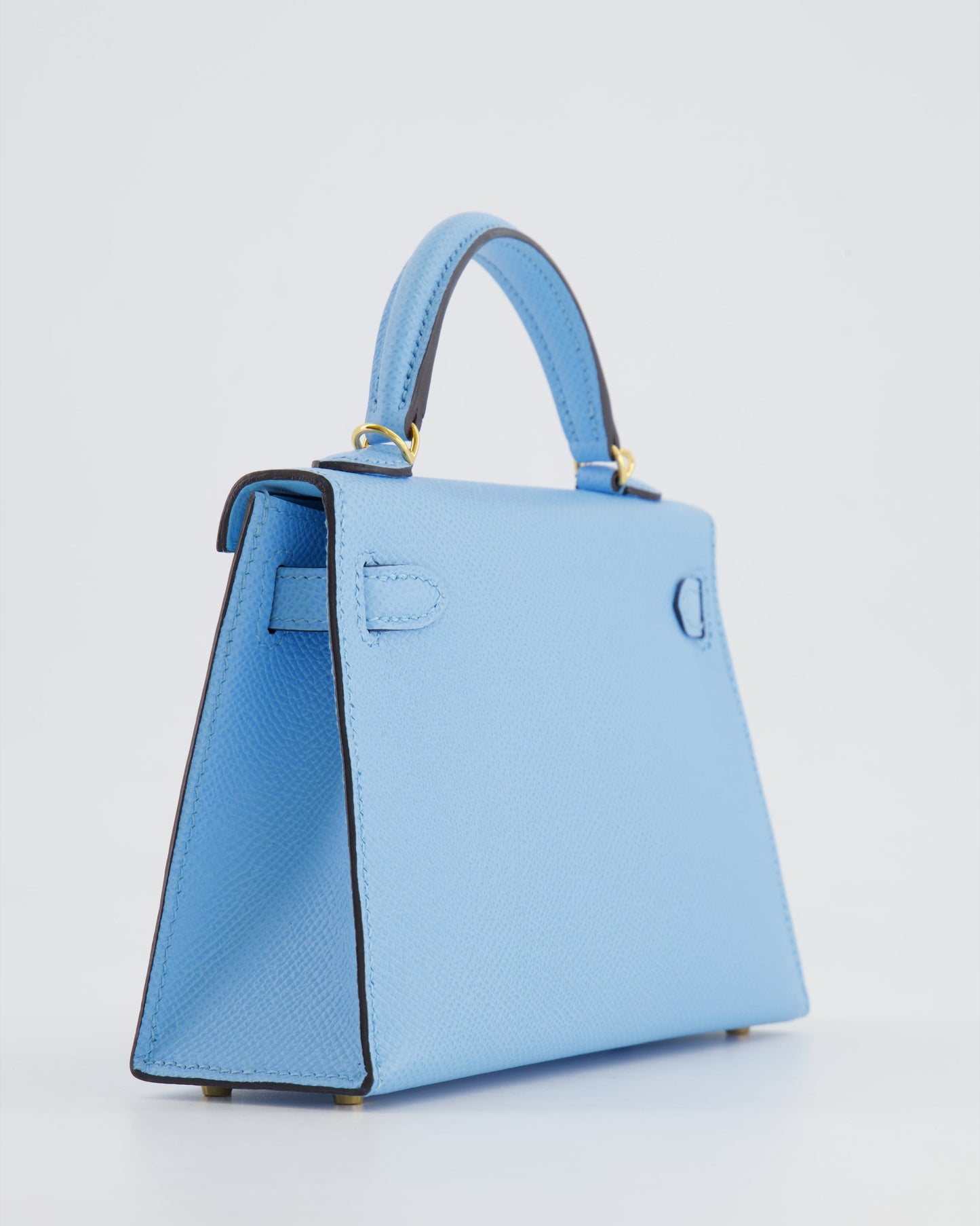 *HOT* Hermès Mini Kelly II 20cm Bag Bleu Celeste Epsom Leather with Gold Hardware