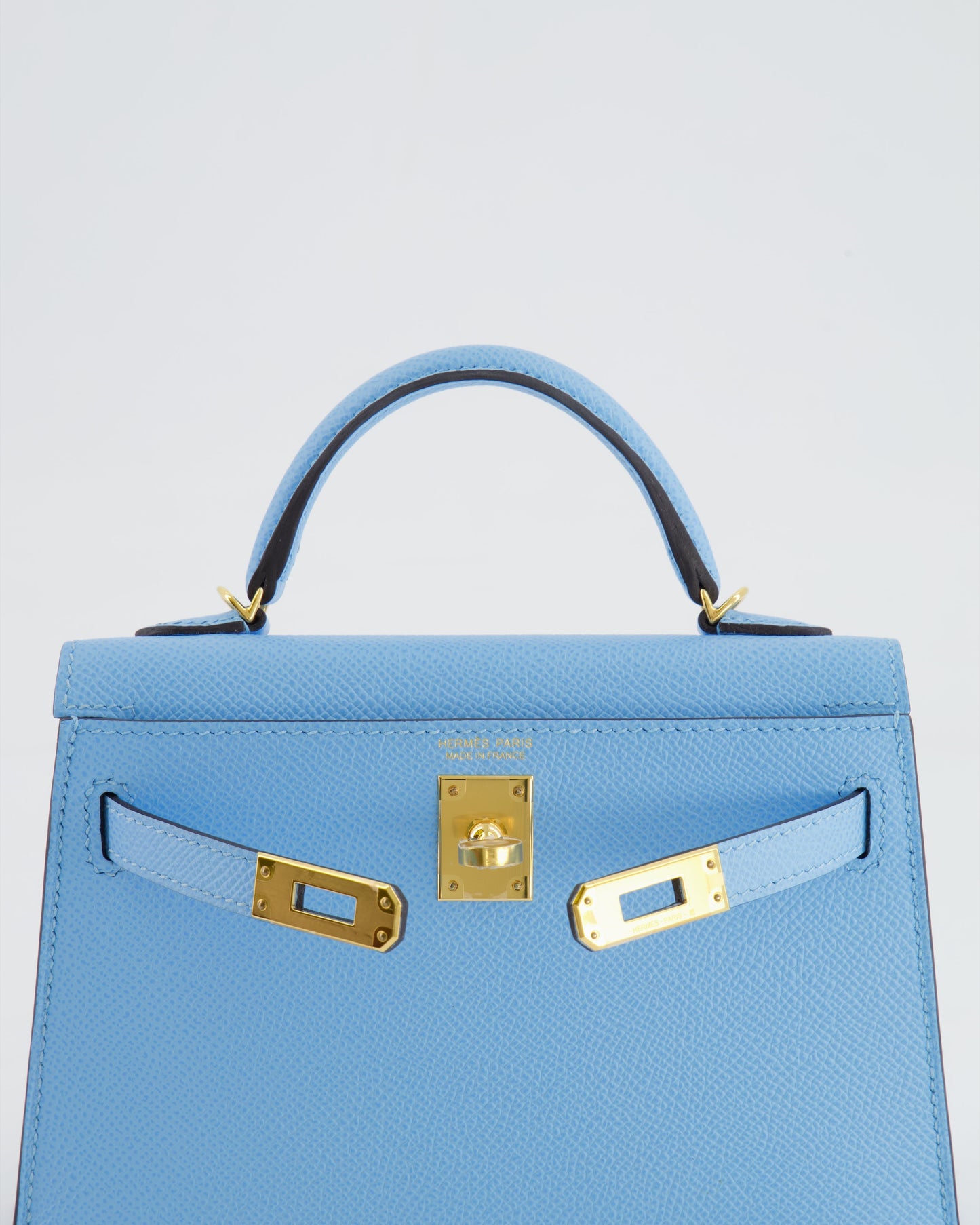*HOT* Hermès Mini Kelly II 20cm Bag Bleu Celeste Epsom Leather with Gold Hardware