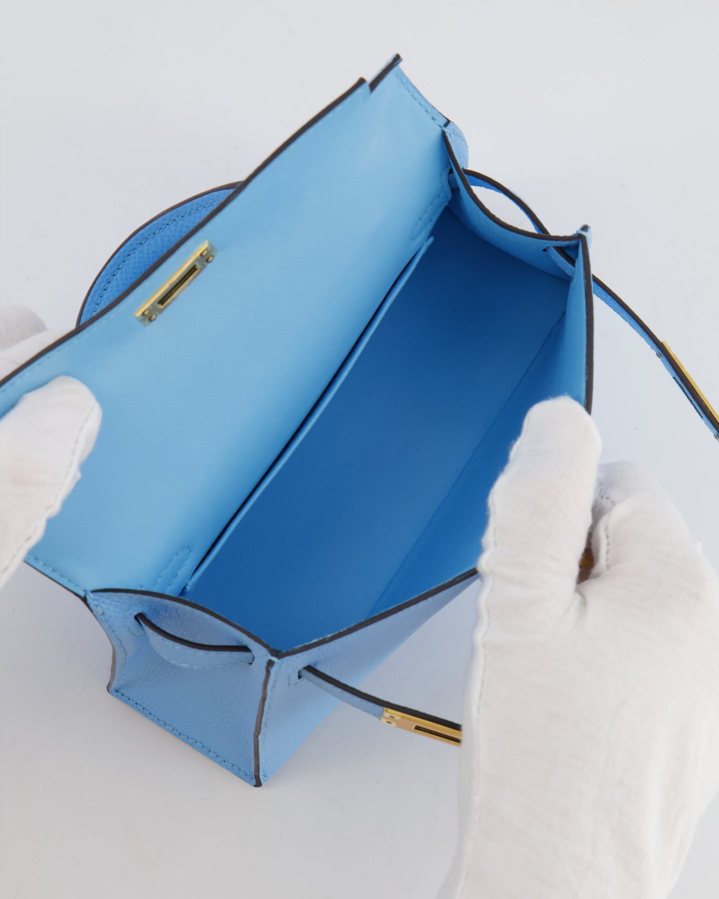 *HOT* Hermès Mini Kelly II 20cm Bag Bleu Celeste Epsom Leather with Gold Hardware