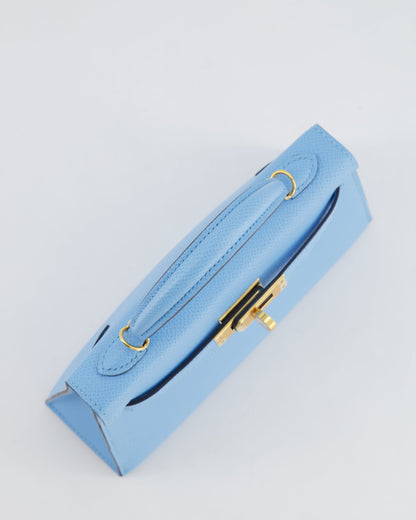 *HOT* Hermès Mini Kelly II 20cm Bag Bleu Celeste Epsom Leather with Gold Hardware