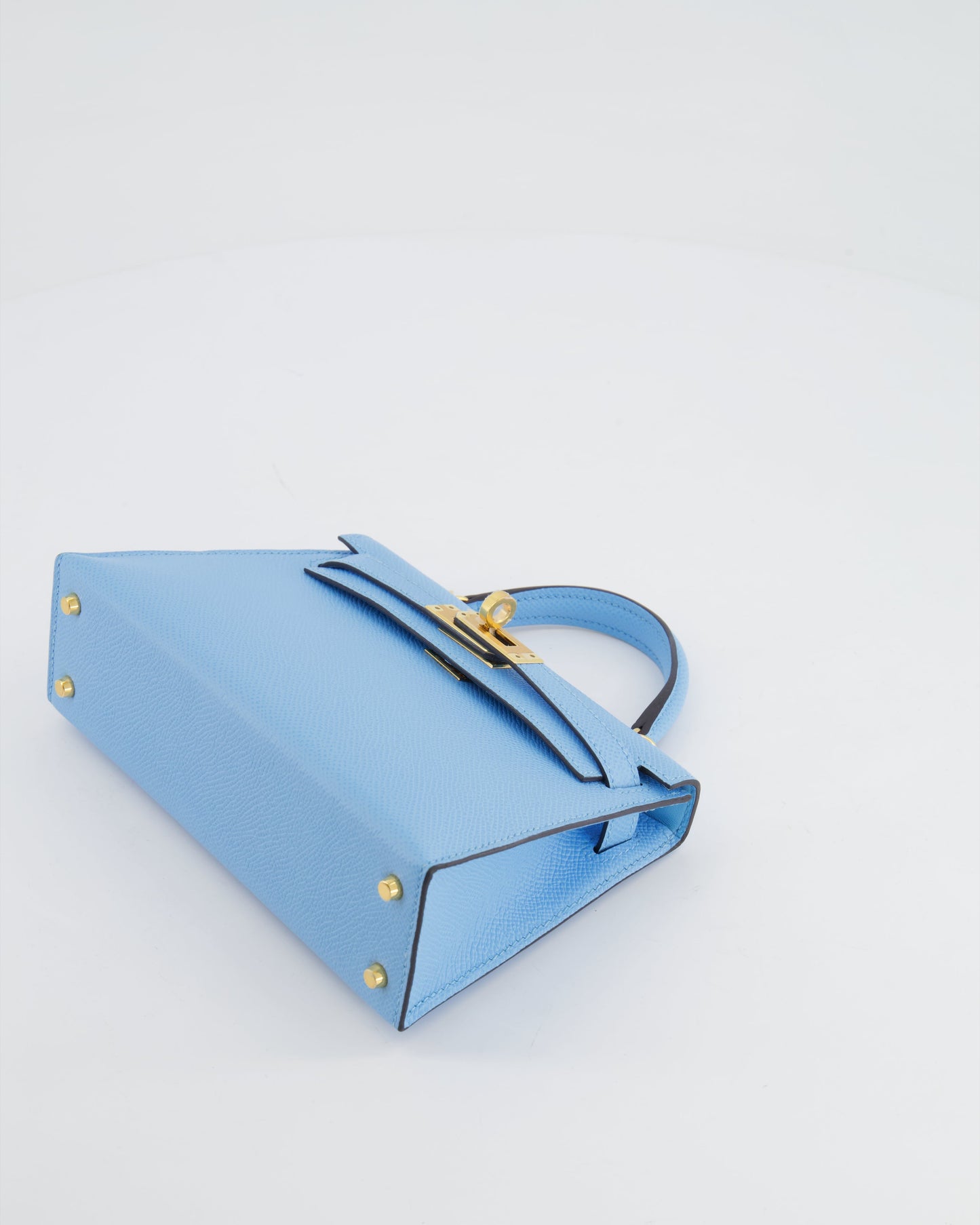 *HOT* Hermès Mini Kelly II 20cm Bag Bleu Celeste Epsom Leather with Gold Hardware