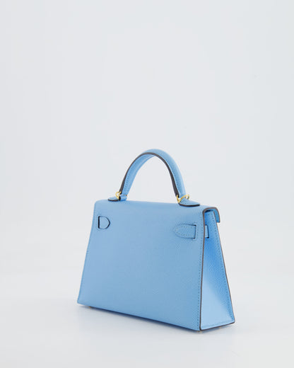 *HOT* Hermès Mini Kelly II 20cm Bag Bleu Celeste Epsom Leather with Gold Hardware
