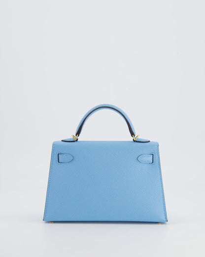 *HOT* Hermès Mini Kelly II 20cm Bag Bleu Celeste Epsom Leather with Gold Hardware