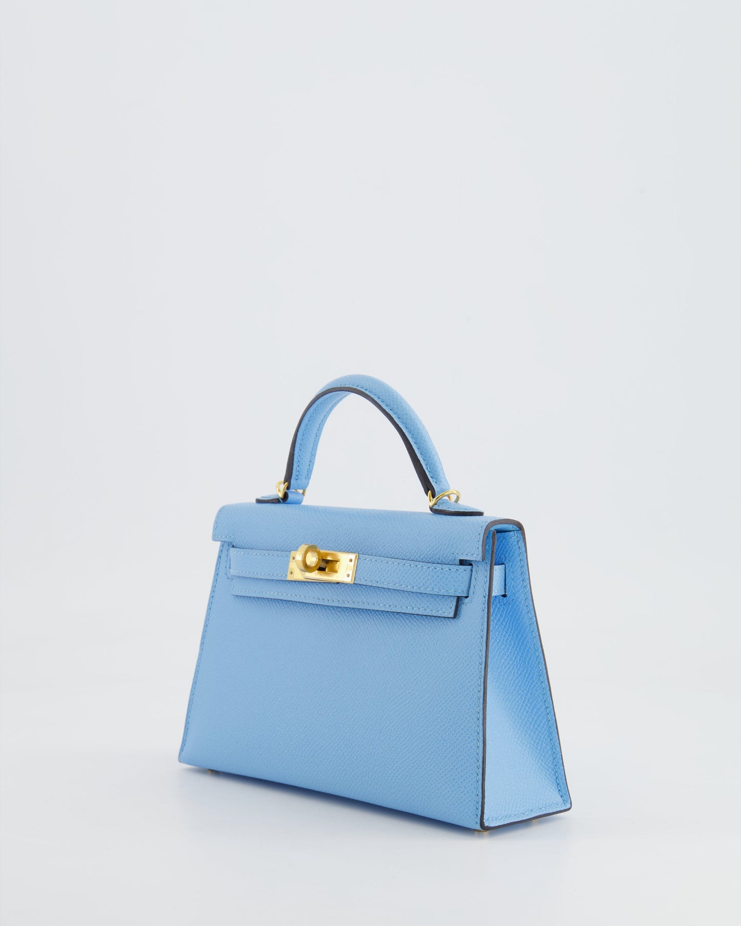 *HOT* Hermès Mini Kelly II 20cm Bag Bleu Celeste Epsom Leather with Gold Hardware