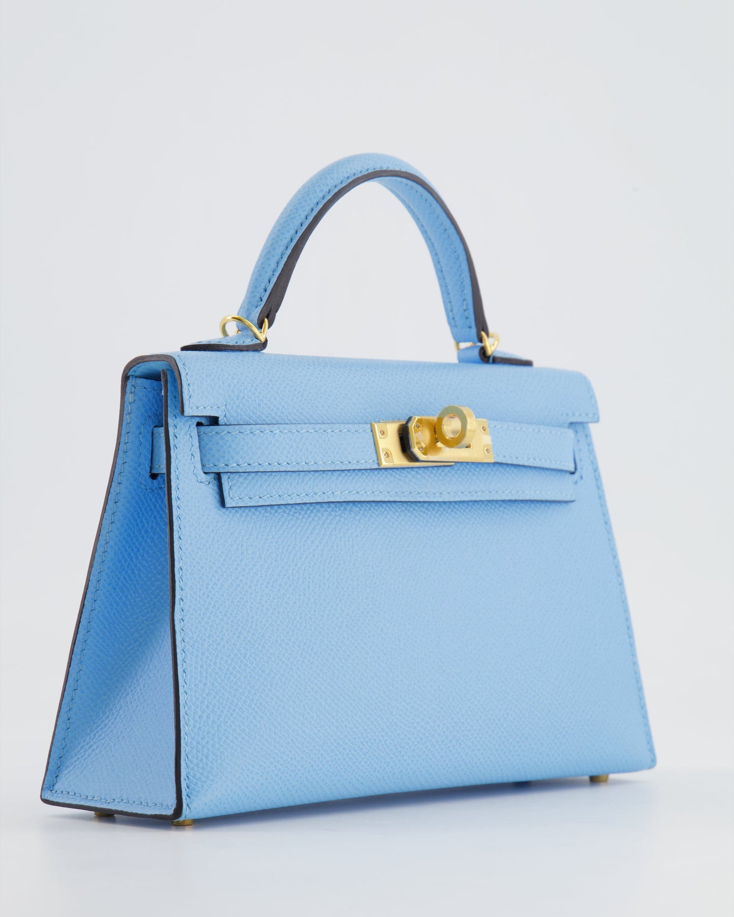 *HOT* Hermès Mini Kelly II 20cm Bag Bleu Celeste Epsom Leather with Gold Hardware