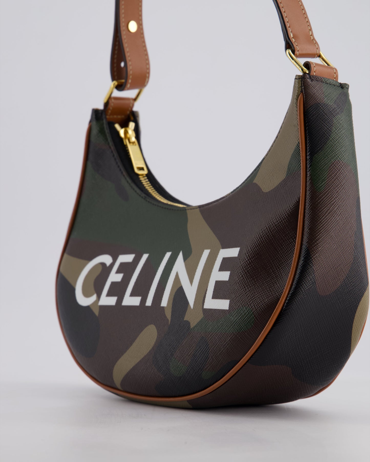 Celine Khaki Camouflage Ava Bag with Gold Hardware Bag