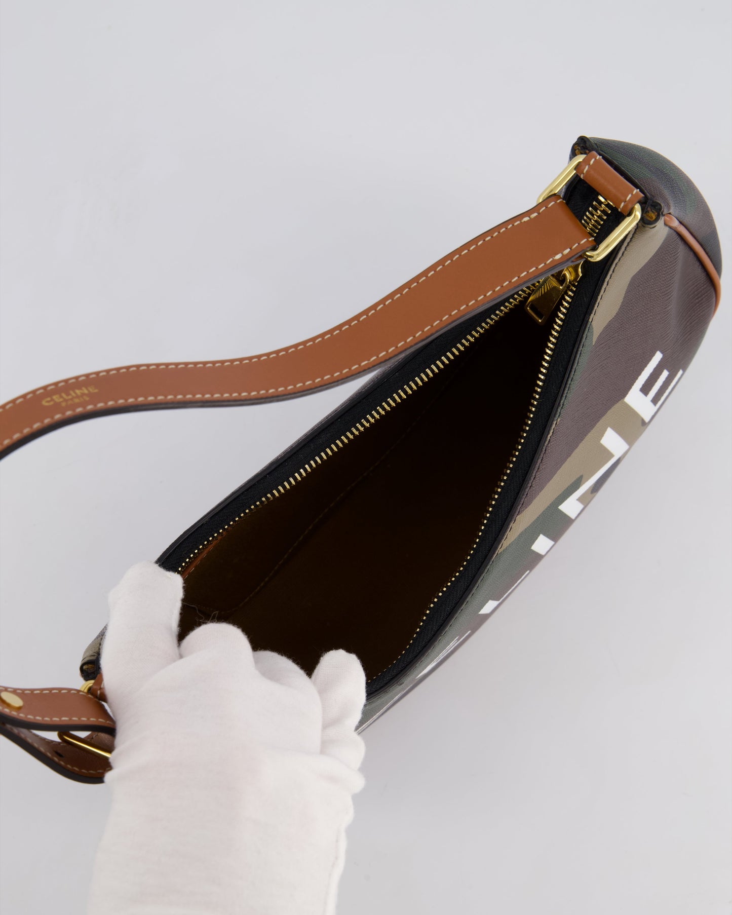 Celine Khaki Camouflage Ava Bag with Gold Hardware Bag