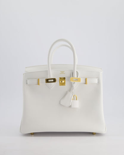 Hermès Birkin 25cm Bag in New White Swift Leather with Gold Hardware