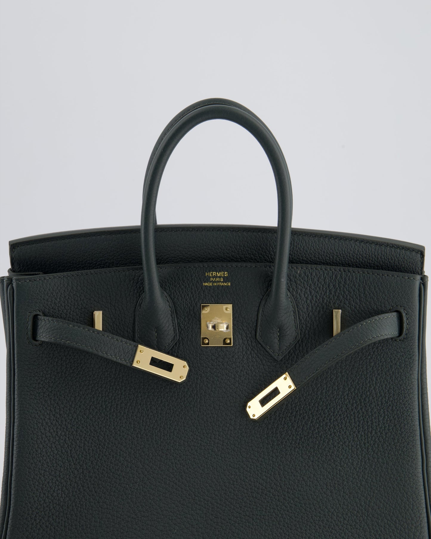 Hermès Birkin 25cm Retourne Bag in Vert Mangrove Togo Leather with Permabrass Hardware