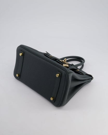 Hermès Birkin 25cm Retourne Bag in Vert Mangrove Togo Leather with Permabrass Hardware