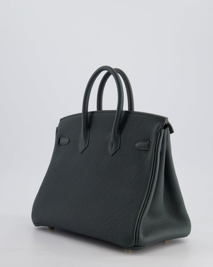 Hermès Birkin 25cm Retourne Bag in Vert Mangrove Togo Leather with Permabrass Hardware