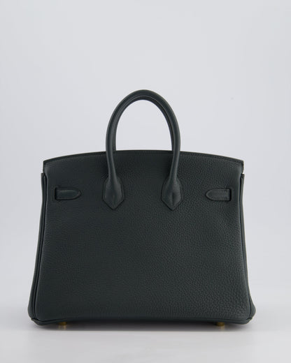 Hermès Birkin 25cm Retourne Bag in Vert Mangrove Togo Leather with Permabrass Hardware