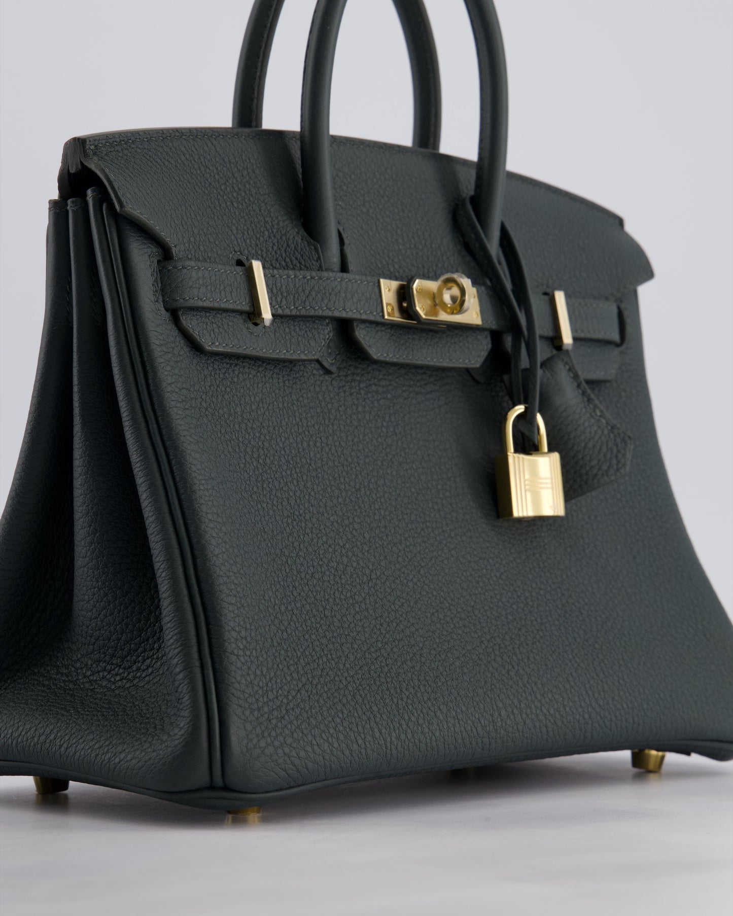 Hermès Birkin 25cm Retourne Bag in Vert Mangrove Togo Leather with Permabrass Hardware