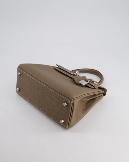 *RARE* Hermès Kelly Retourne Bag 25cm in Etoupe Togo Leather with Palladium Hardware