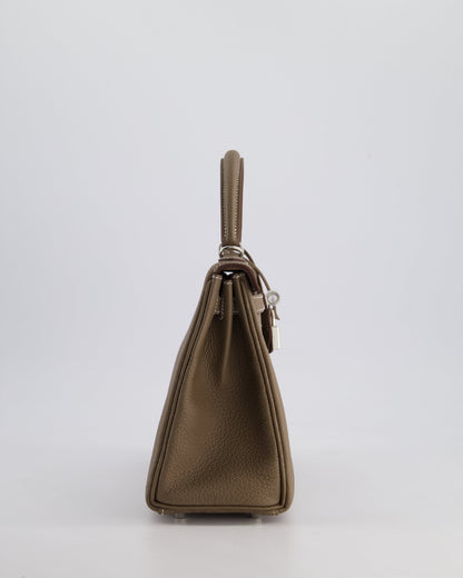 *RARE* Hermès Kelly Retourne Bag 25cm in Etoupe Togo Leather with Palladium Hardware