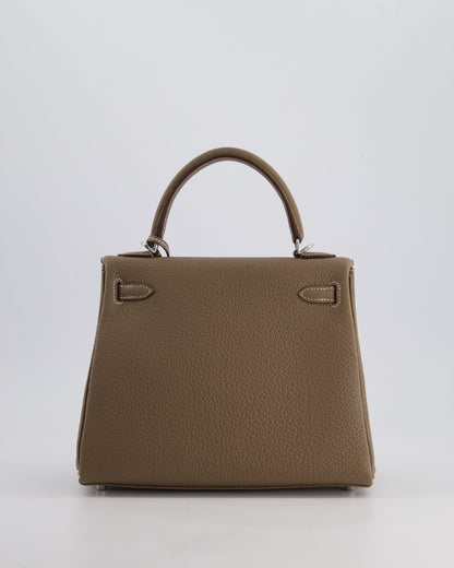 *RARE* Hermès Kelly Retourne Bag 25cm in Etoupe Togo Leather with Palladium Hardware