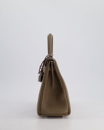 *RARE* Hermès Kelly Retourne Bag 25cm in Etoupe Togo Leather with Palladium Hardware