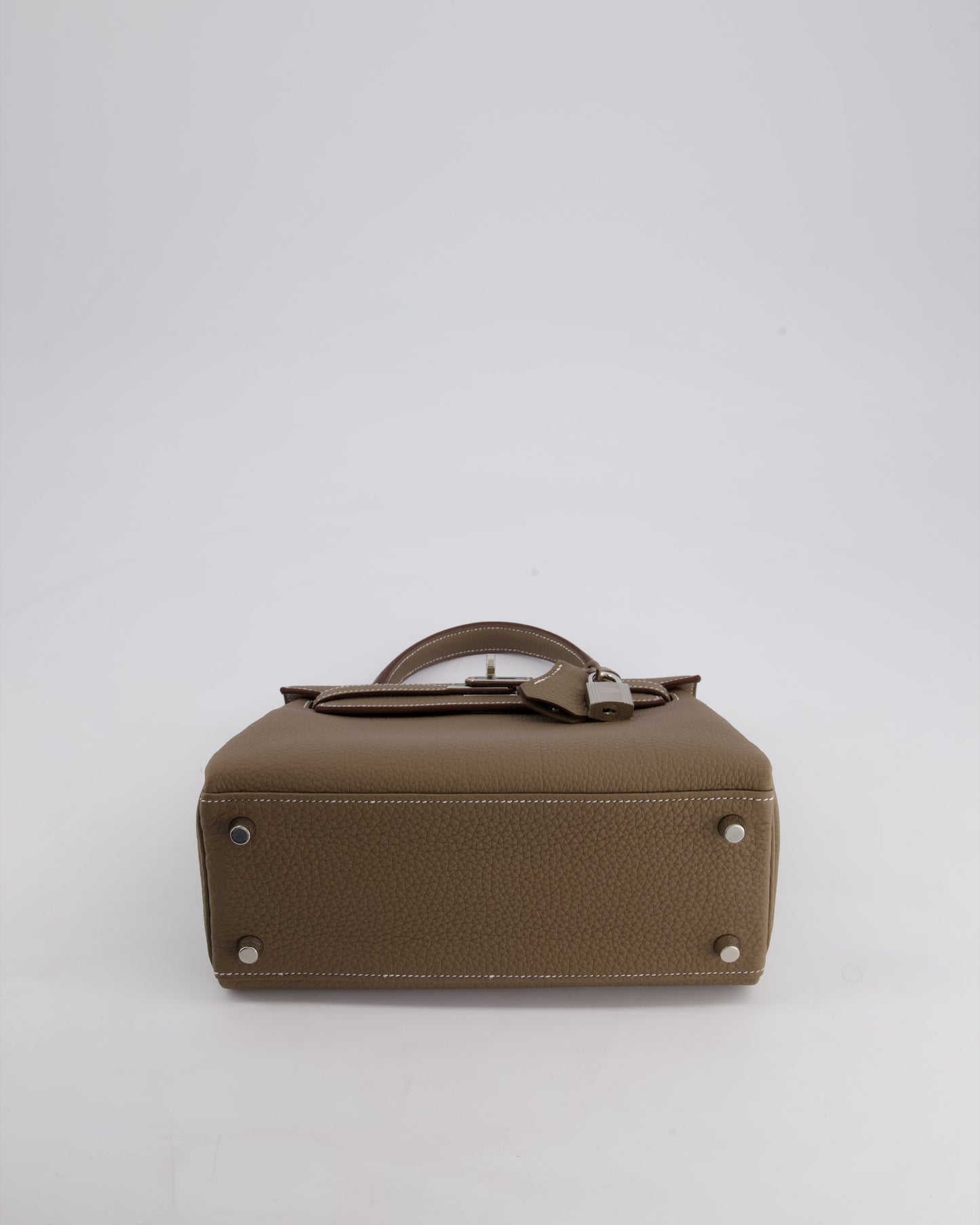 *RARE* Hermès Kelly Retourne Bag 25cm in Etoupe Togo Leather with Palladium Hardware