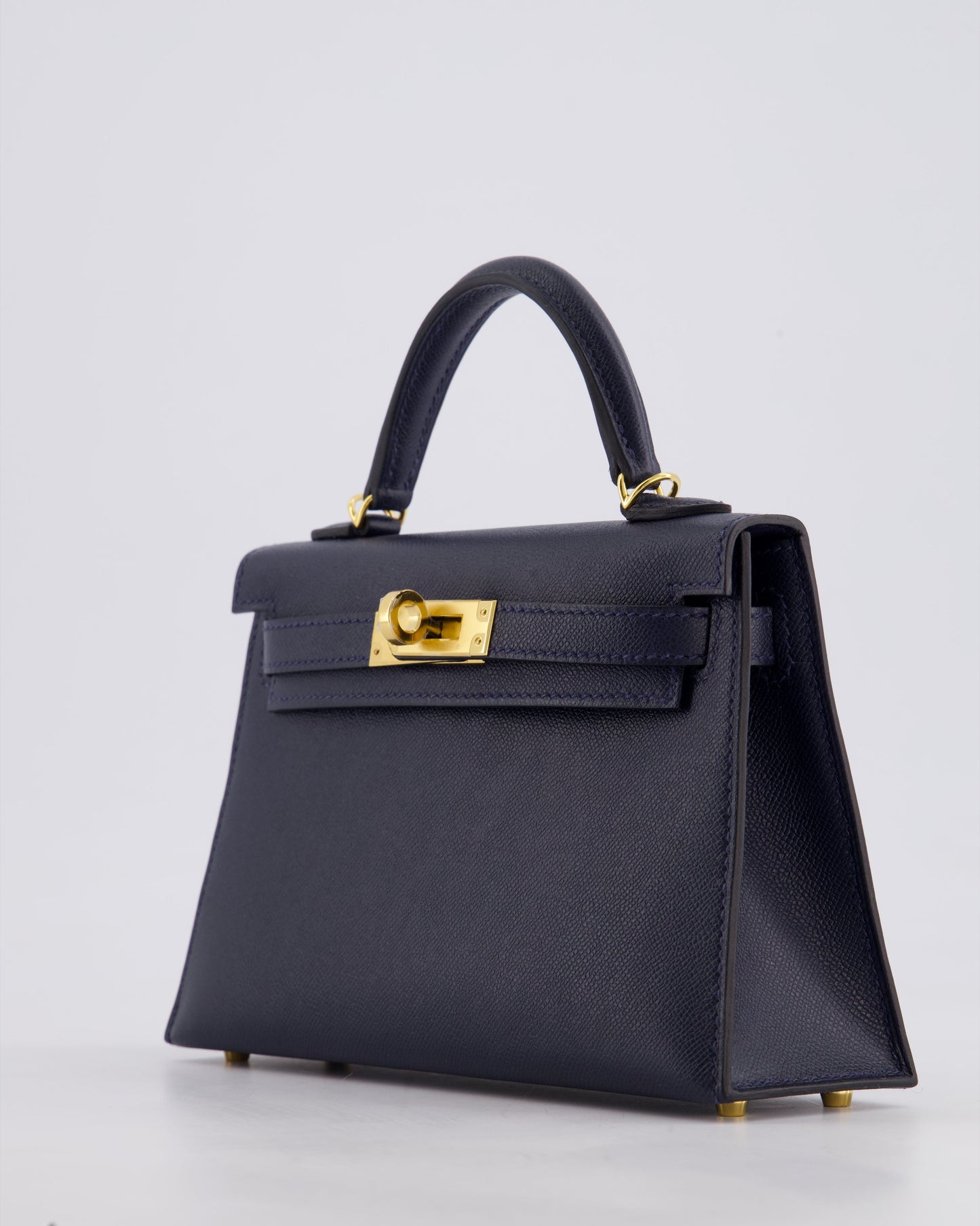*RARE* Hermès Mini Kelly II Bag 20cm in Bleu Nuit Madame Leather with Gold Hardware