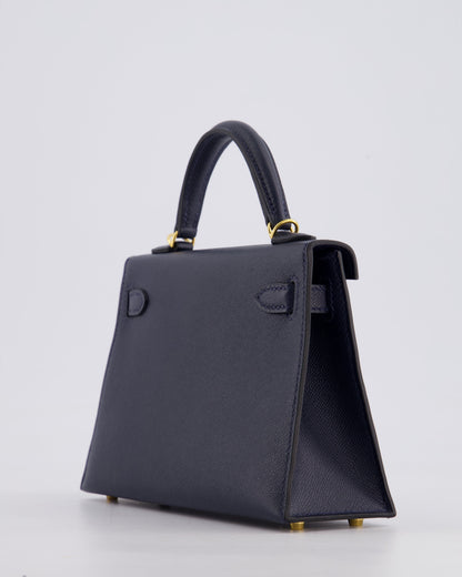*RARE* Hermès Mini Kelly II Bag 20cm in Bleu Nuit Madame Leather with Gold Hardware