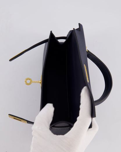 *RARE* Hermès Mini Kelly II Bag 20cm in Bleu Nuit Madame Leather with Gold Hardware