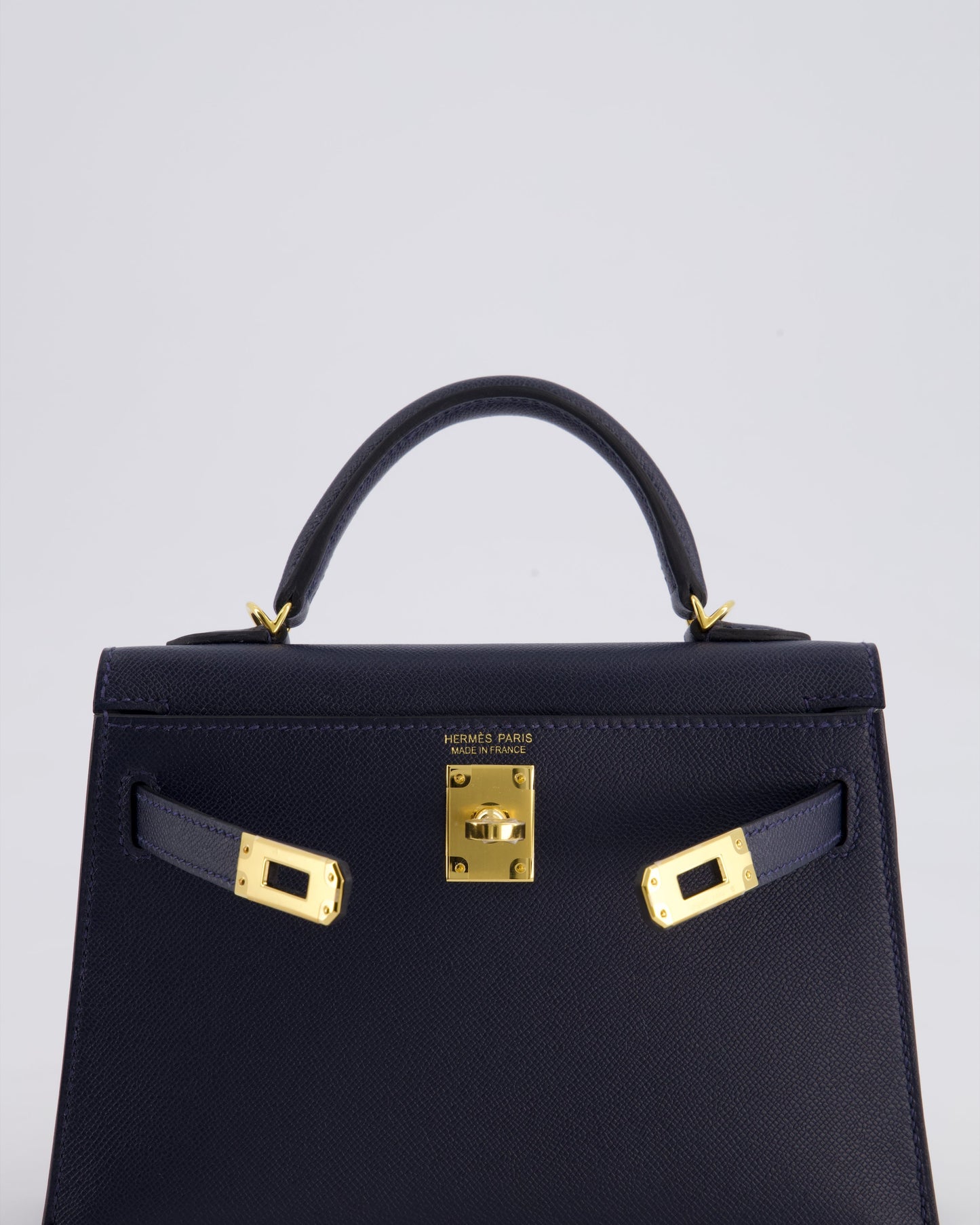 *RARE* Hermès Mini Kelly II Bag 20cm in Bleu Nuit Madame Leather with Gold Hardware