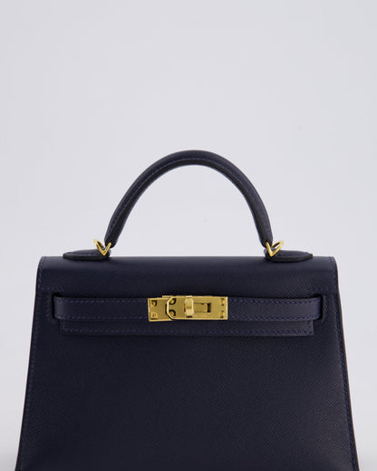 *RARE* Hermès Mini Kelly II Bag 20cm in Bleu Nuit Madame Leather with Gold Hardware