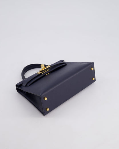 *RARE* Hermès Mini Kelly II Bag 20cm in Bleu Nuit Madame Leather with Gold Hardware