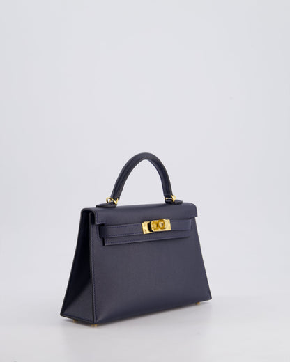 *RARE* Hermès Mini Kelly II Bag 20cm in Bleu Nuit Madame Leather with Gold Hardware