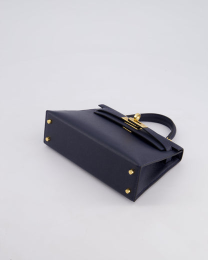 *RARE* Hermès Mini Kelly II Bag 20cm in Bleu Nuit Madame Leather with Gold Hardware