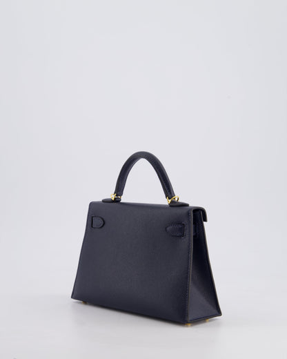 *RARE* Hermès Mini Kelly II Bag 20cm in Bleu Nuit Madame Leather with Gold Hardware