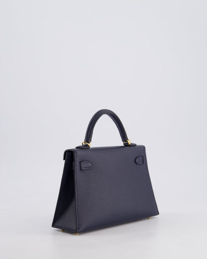 *RARE* Hermès Mini Kelly II Bag 20cm in Bleu Nuit Madame Leather with Gold Hardware