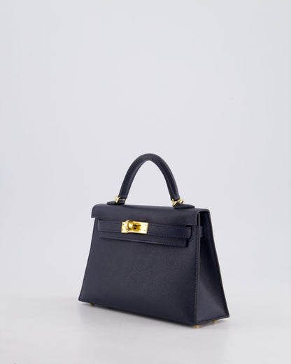 *RARE* Hermès Mini Kelly II Bag 20cm in Bleu Nuit Madame Leather with Gold Hardware