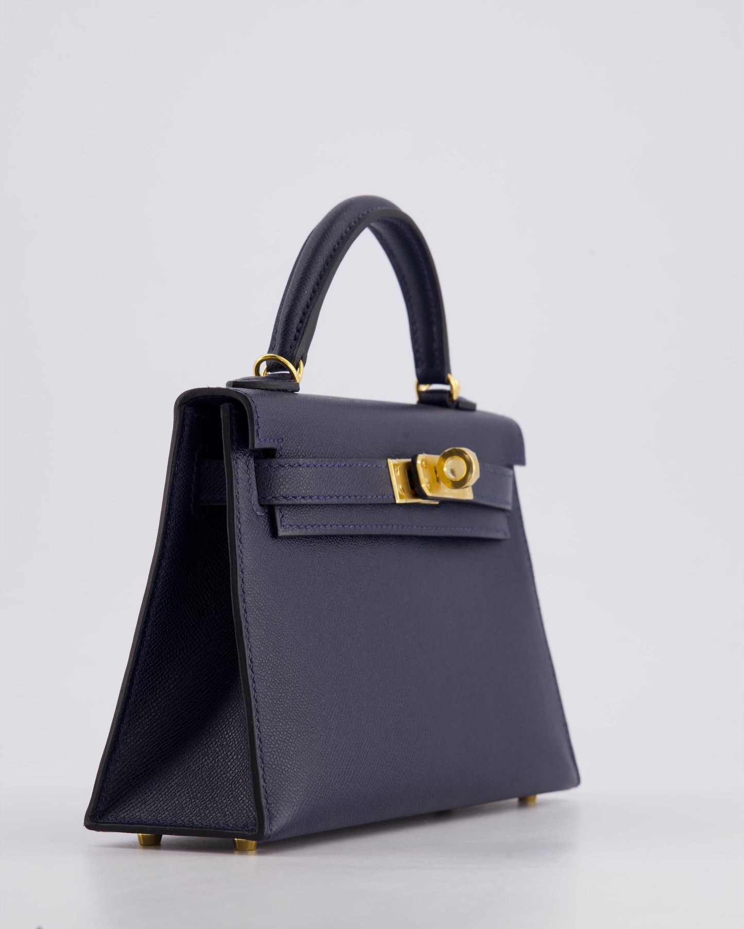 *RARE* Hermès Mini Kelly II Bag 20cm in Bleu Nuit Madame Leather with Gold Hardware