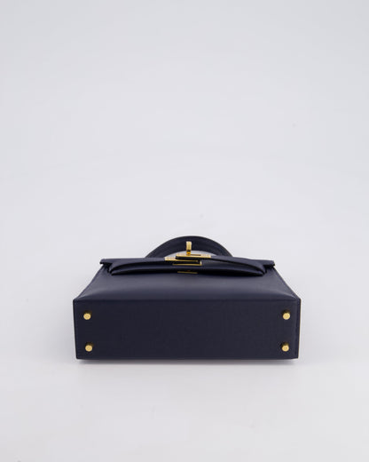 *RARE* Hermès Mini Kelly II Bag 20cm in Bleu Nuit Madame Leather with Gold Hardware
