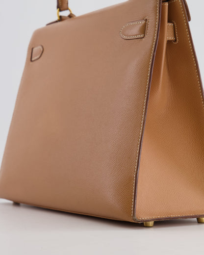 Hermès Vintage Kelly 32cm Bag in Naturel Courchevel Leather with Gold Hardware