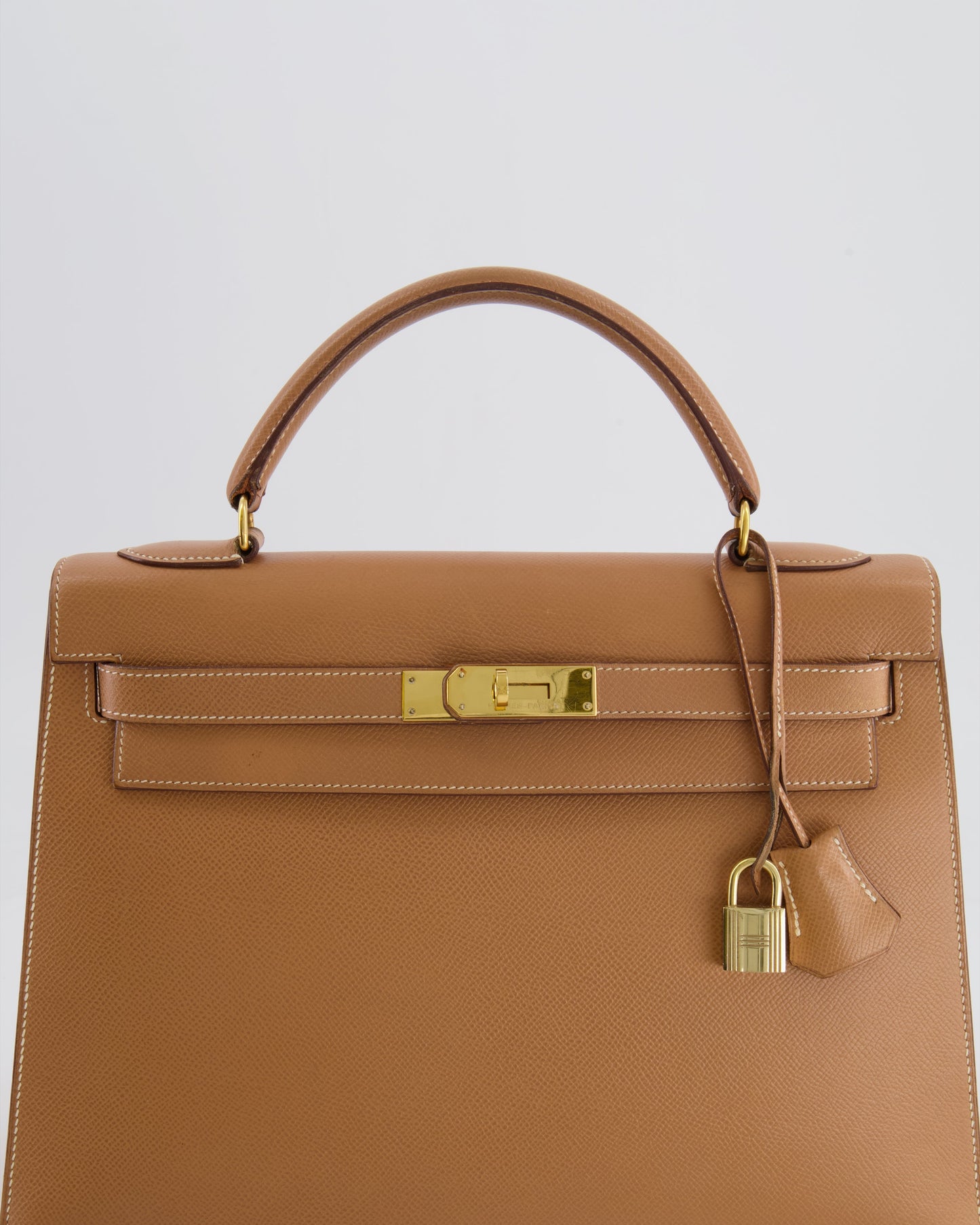 Hermès Vintage Kelly 32cm Bag in Naturel Courchevel Leather with Gold Hardware