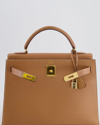Hermès Vintage Kelly 32cm Bag in Naturel Courchevel Leather with Gold Hardware