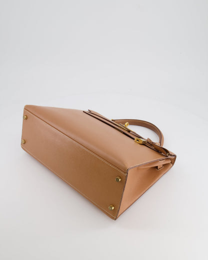 Hermès Vintage Kelly 32cm Bag in Naturel Courchevel Leather with Gold Hardware