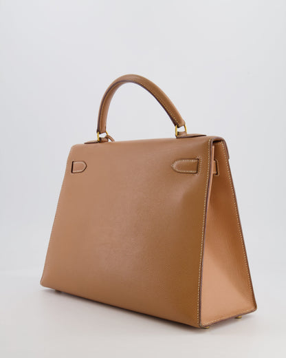 Hermès Vintage Kelly 32cm Bag in Naturel Courchevel Leather with Gold Hardware
