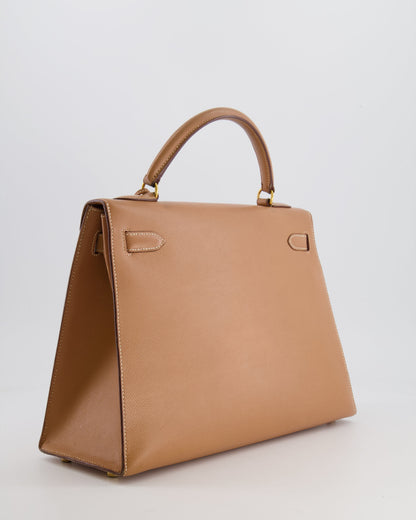 Hermès Vintage Kelly 32cm Bag in Naturel Courchevel Leather with Gold Hardware