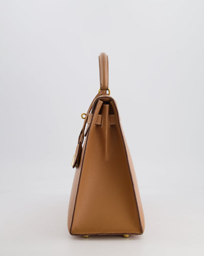 Hermès Vintage Kelly 32cm Bag in Naturel Courchevel Leather with Gold Hardware