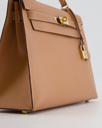 Hermès Vintage Kelly 32cm Bag in Naturel Courchevel Leather with Gold Hardware